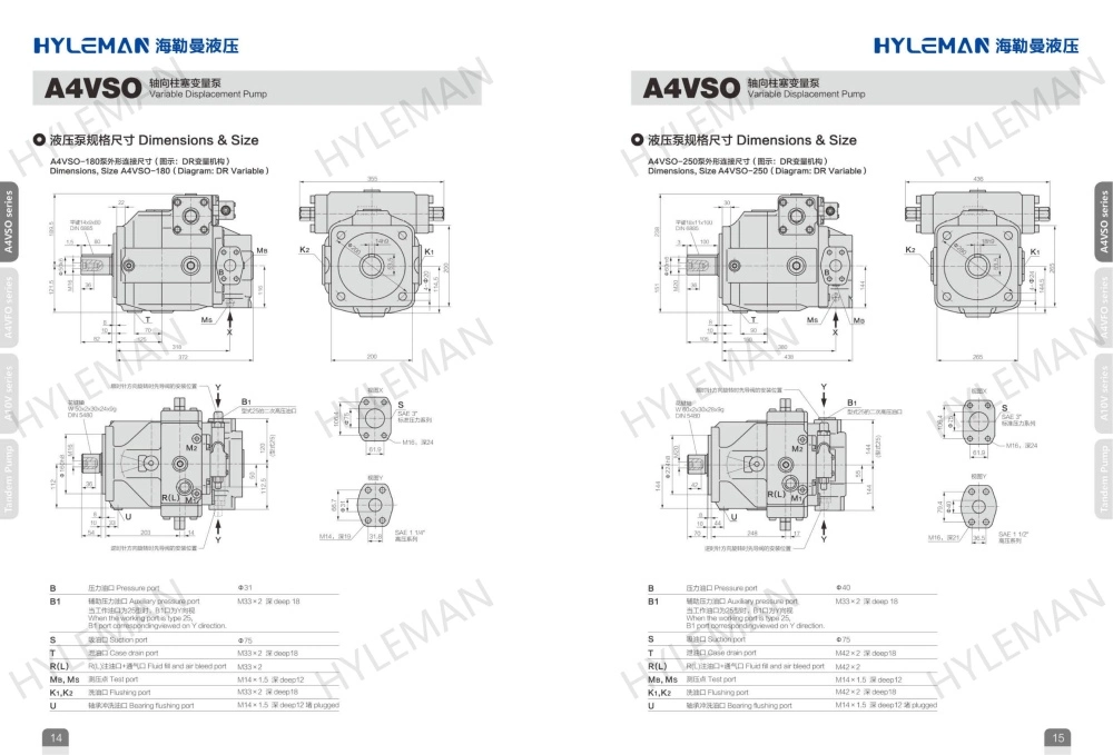 Rexroth Series A4vso A10vso A7vo A11vlo A15vso A20vso Hydraulic Piston Pump Manufacturers